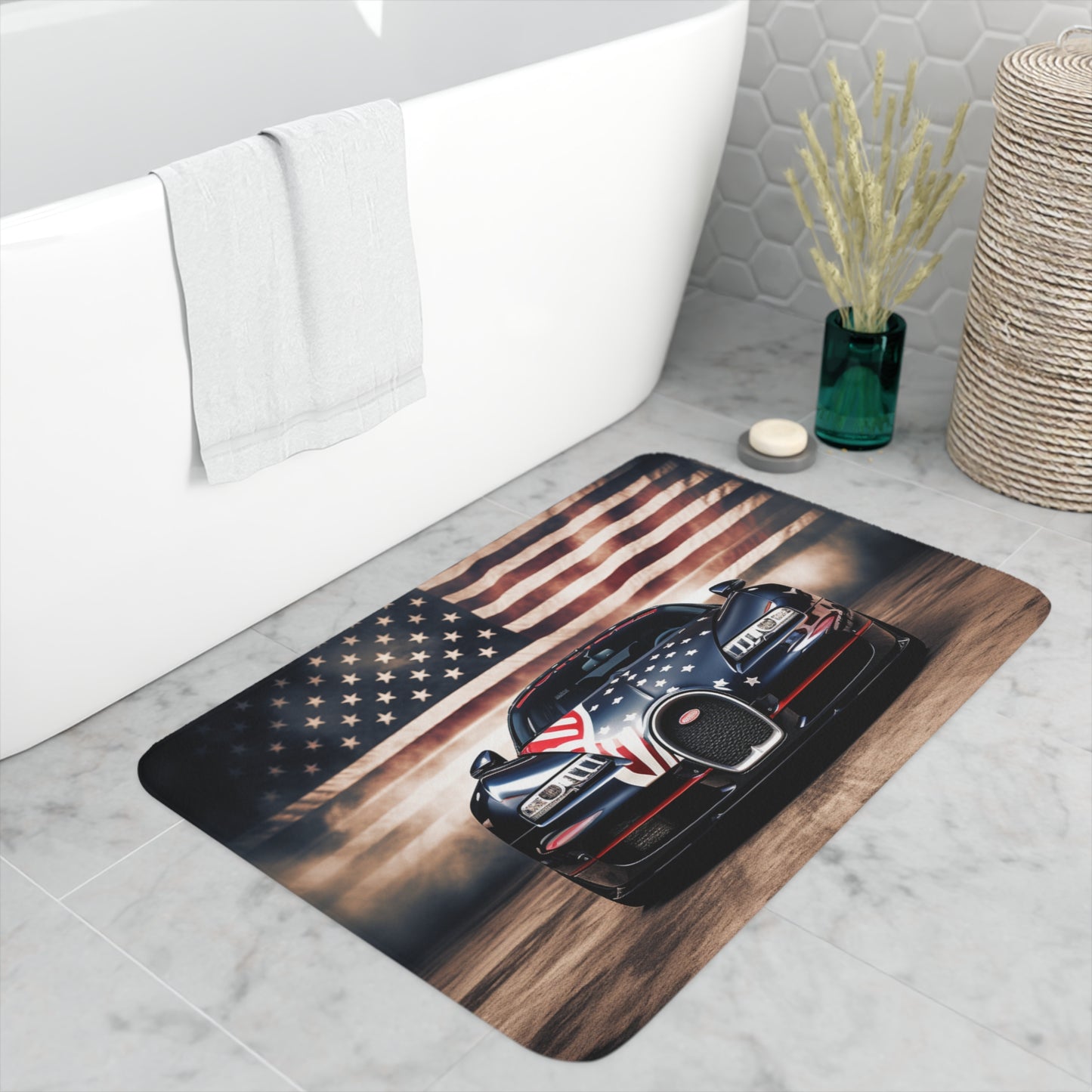 Memory Foam Bath Mat Bugatti American Flag 2