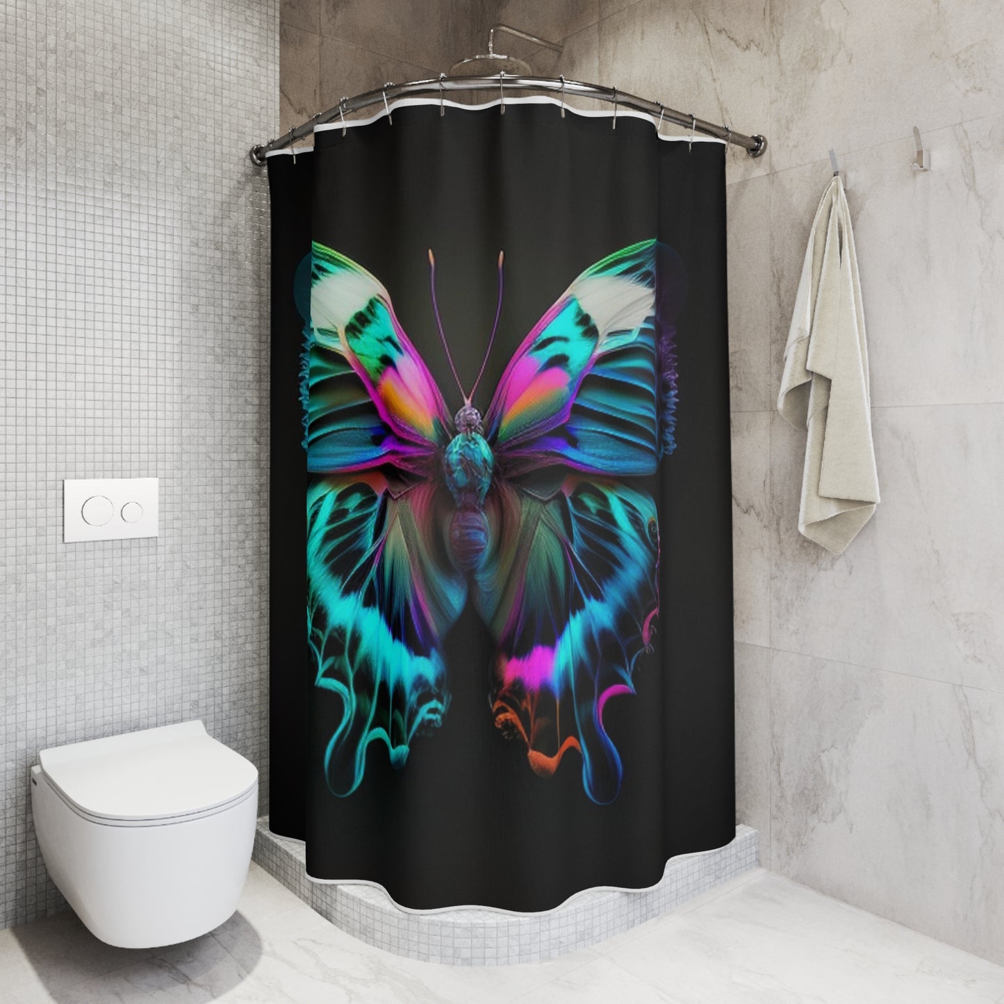 Polyester Shower Curtain Neon Butterfly Fusion 4