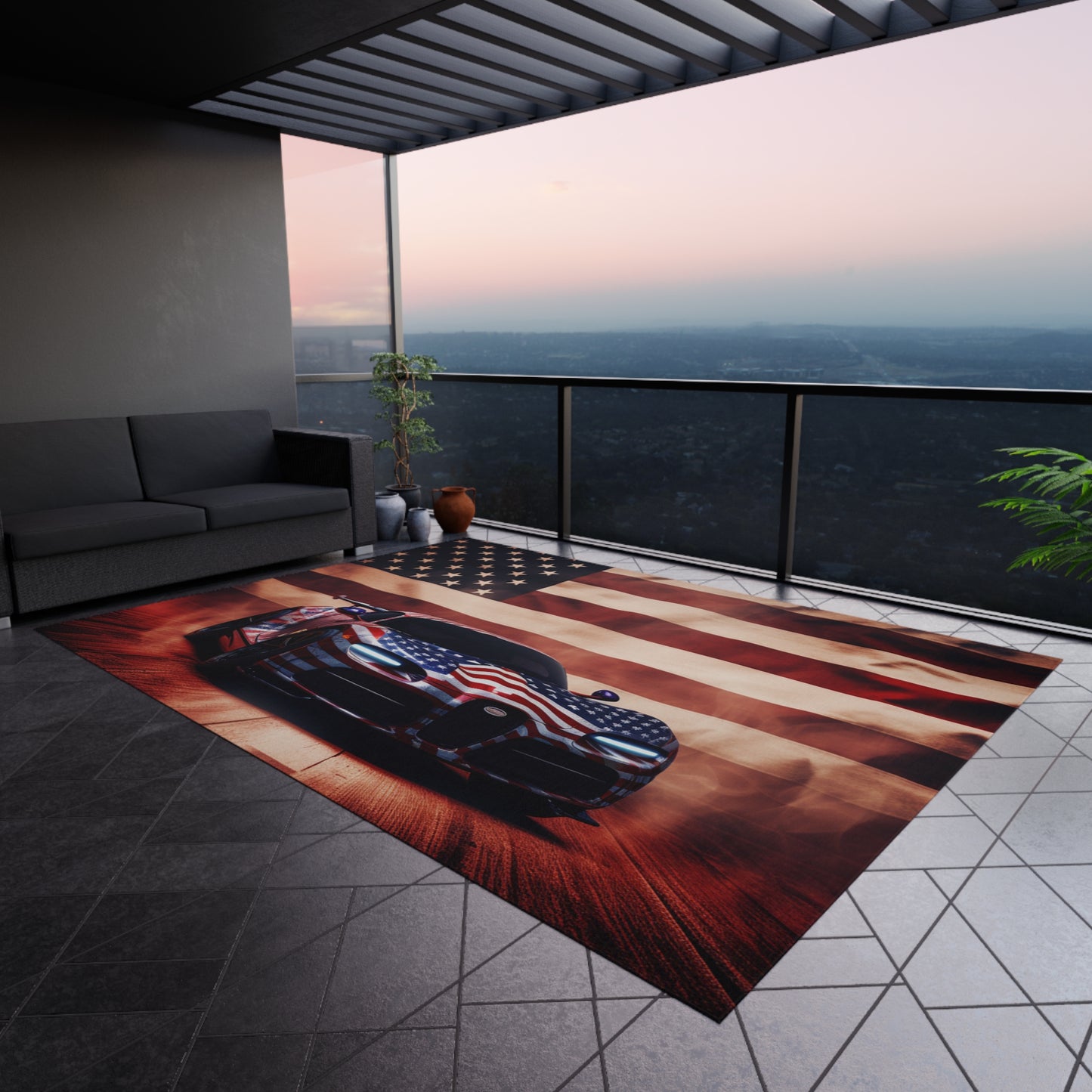 Outdoor Rug Abstract American Flag Background Bugatti 2