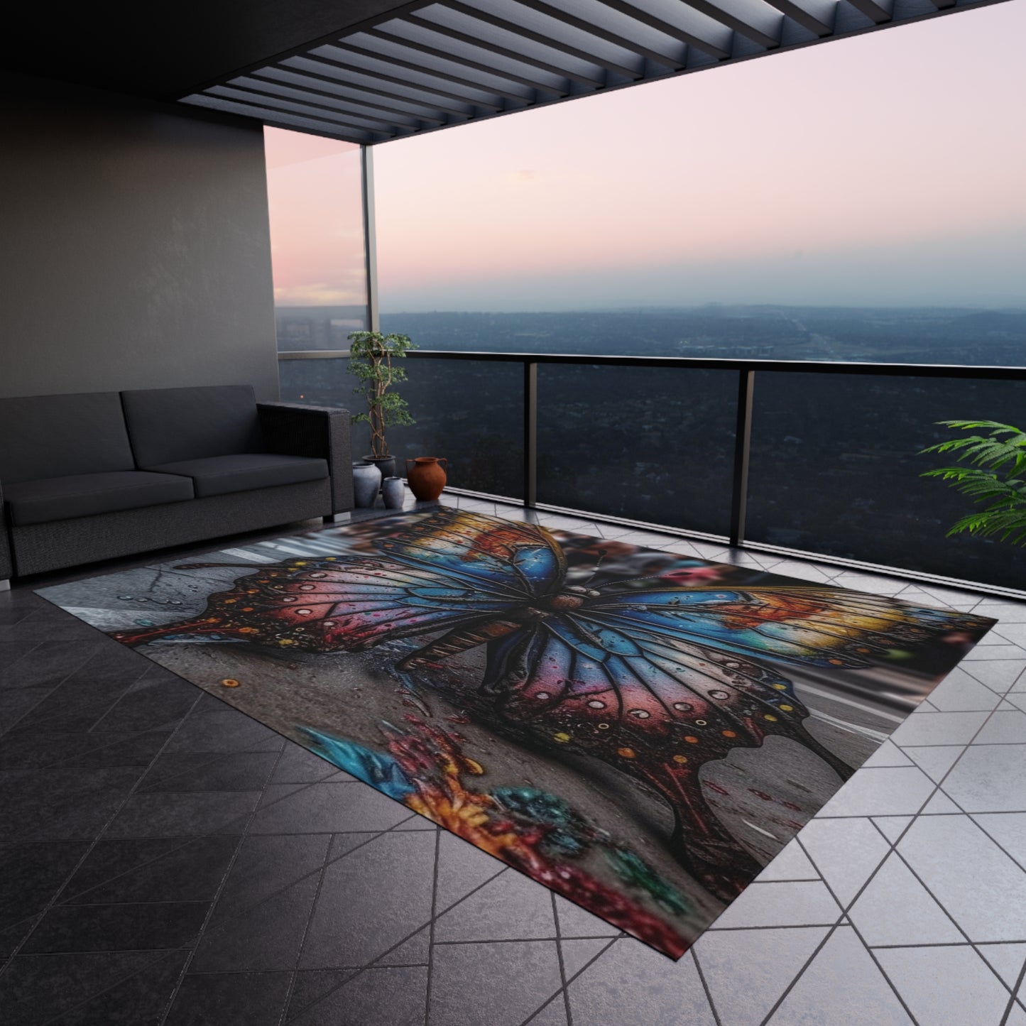 Outdoor Rug Liquid Street Butterfly 4