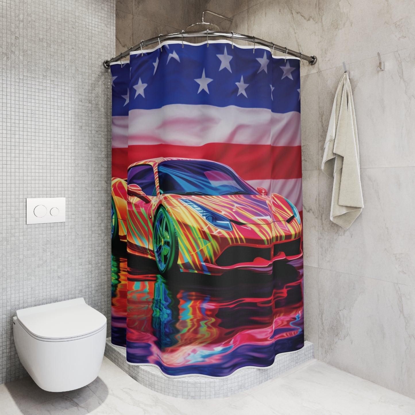 Polyester Shower Curtain Hyper Colorfull Ferrari 4