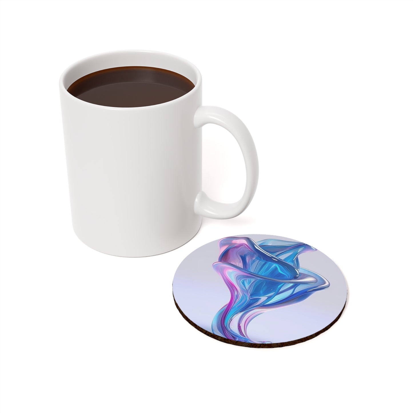 Cork Back Coaster Pink & Blue Tulip Rose 2