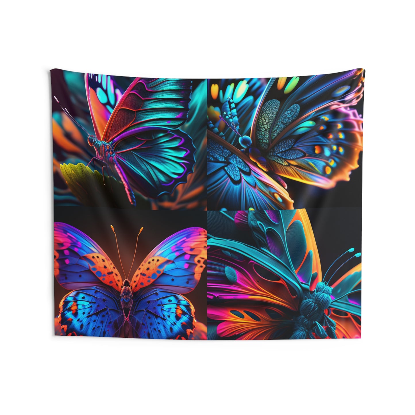 Indoor Wall Tapestries Neon Butterfly Macro 5