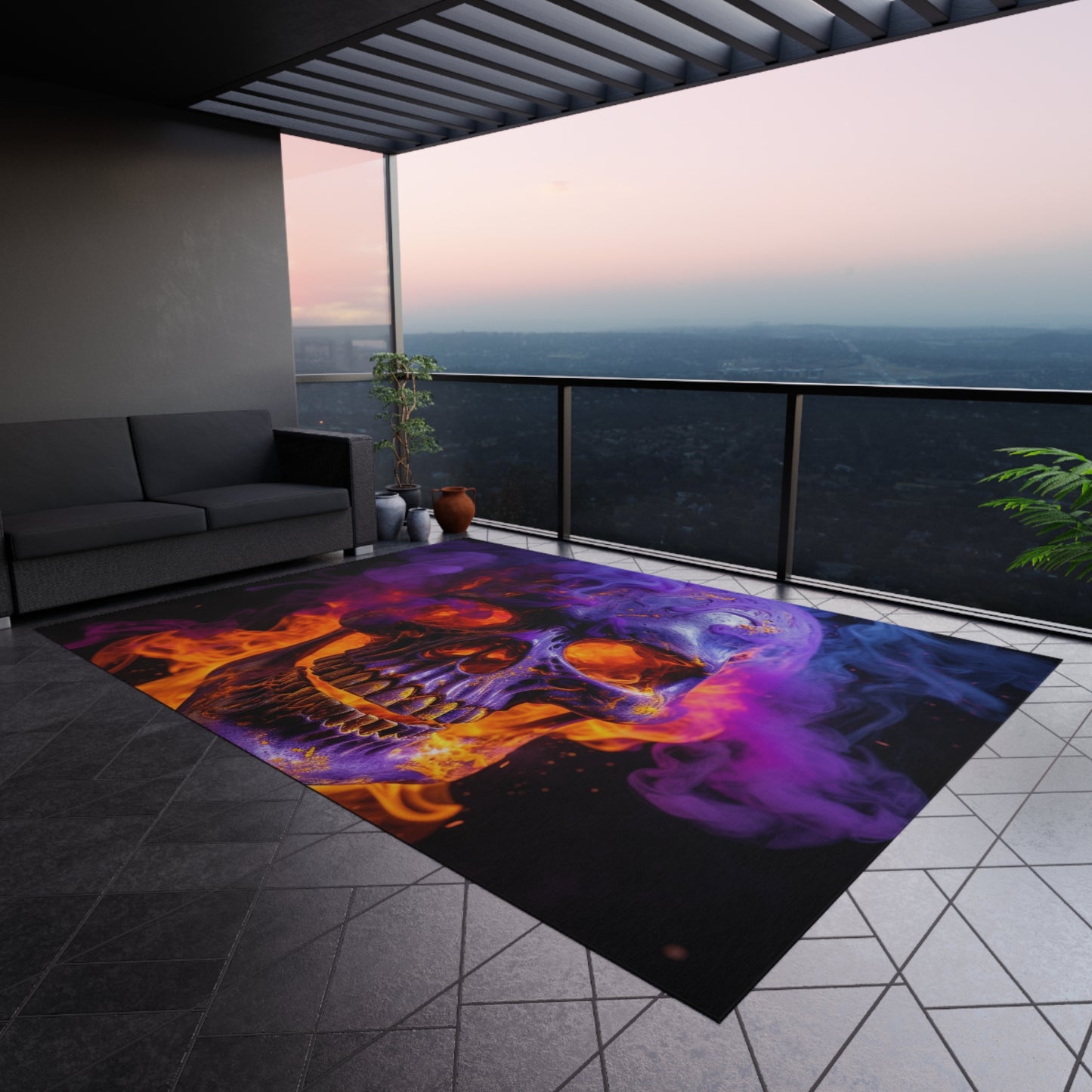 Outdoor Rug Macro Skull 1