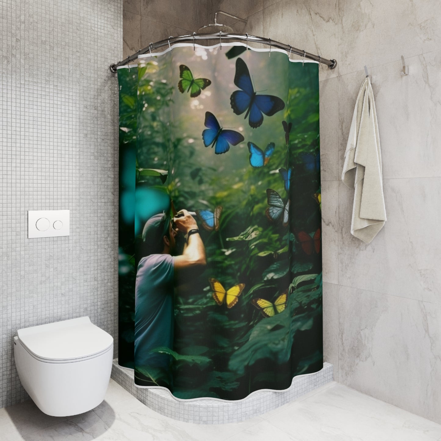 Polyester Shower Curtain Jungle Butterfly 1