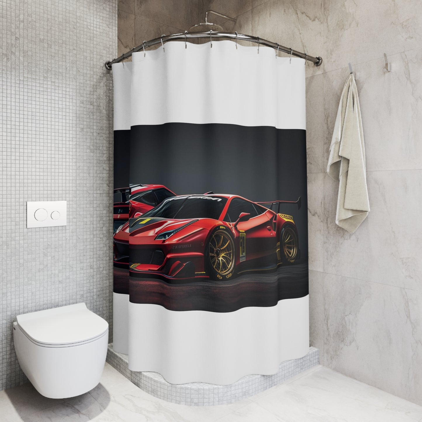 Polyester Shower Curtain Ferrari Red 3