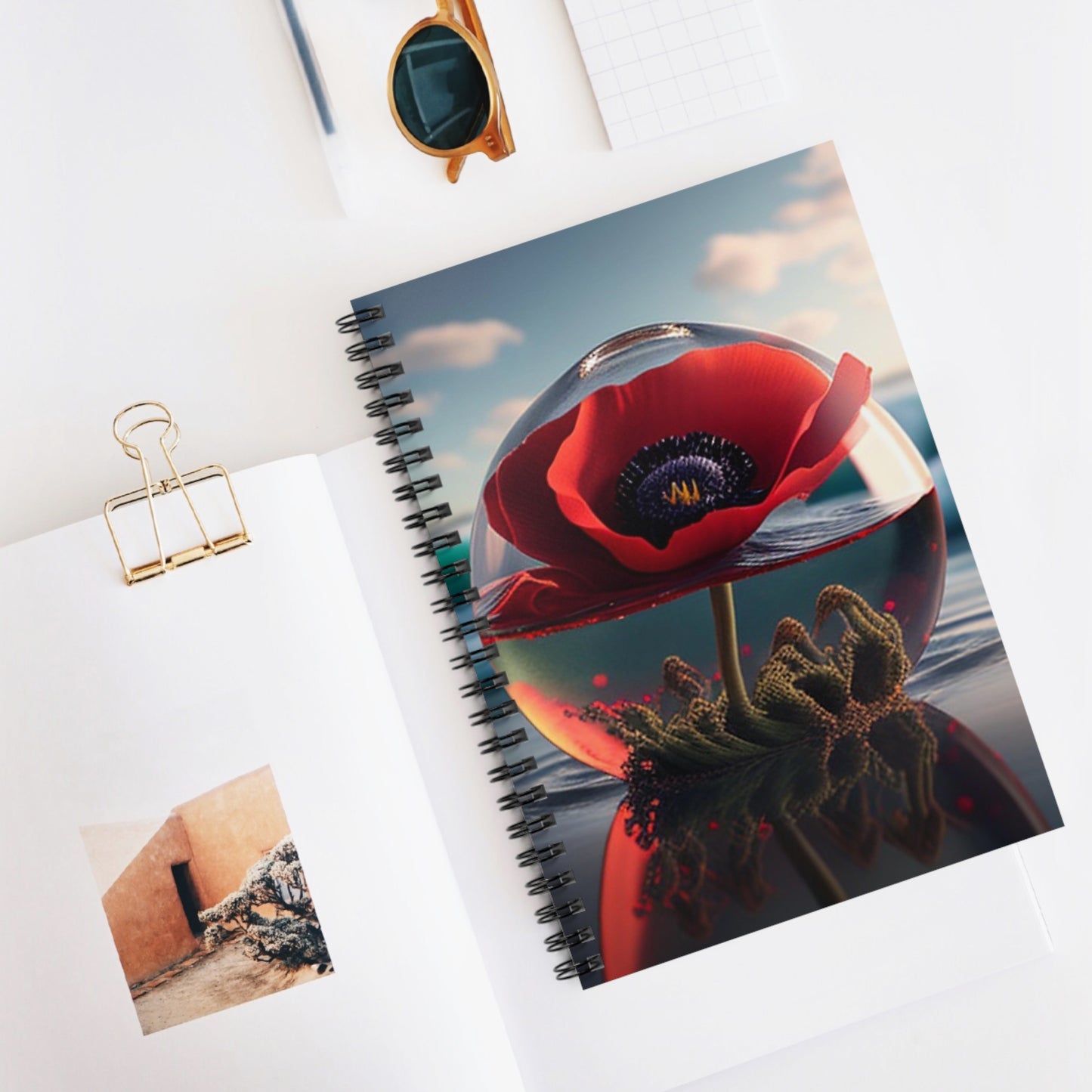 Spiral Notebook - Ruled Line Red Anemone in a Vase 4