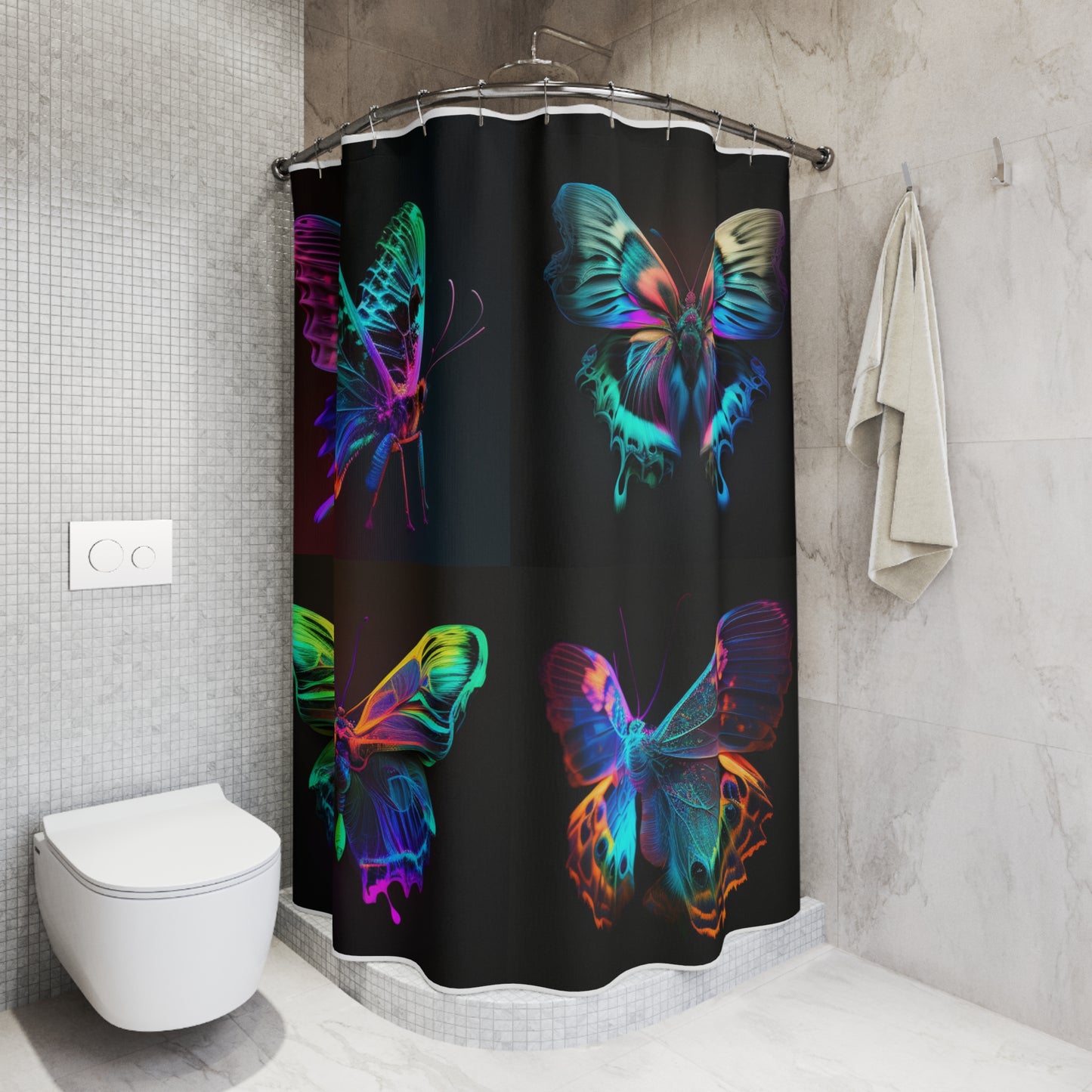 Polyester Shower Curtain Raw Hyper Color Butterfly 5