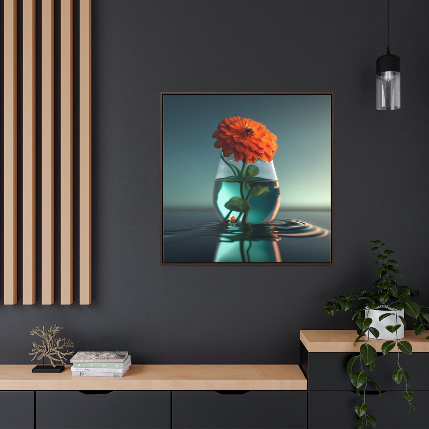 Gallery Canvas Wraps, Square Frame Orange Zinnia 1