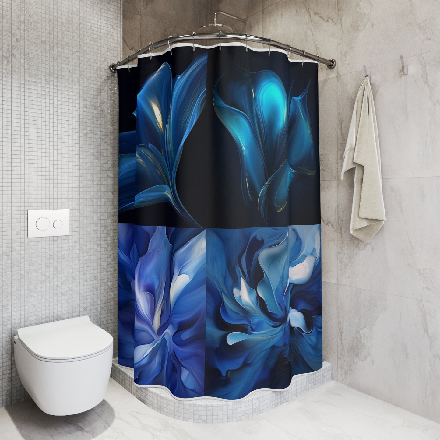 Polyester Shower Curtain Abstract Blue Tulip 5