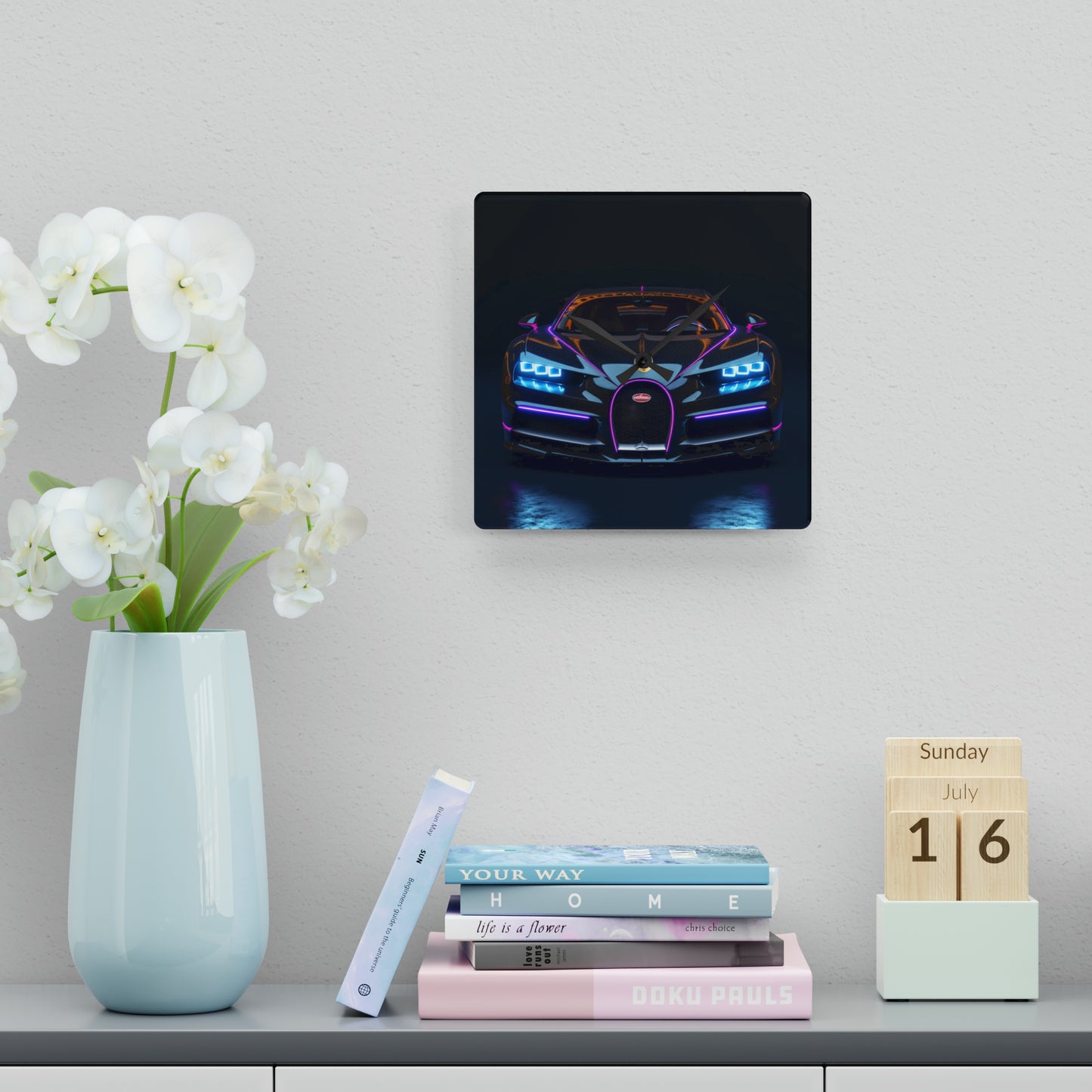 Acrylic Wall Clock Hyper Bugatti Chiron 2