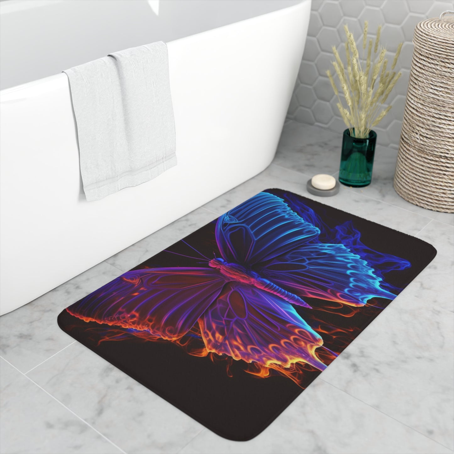 Memory Foam Bath Mat Thermal Butterfly 1