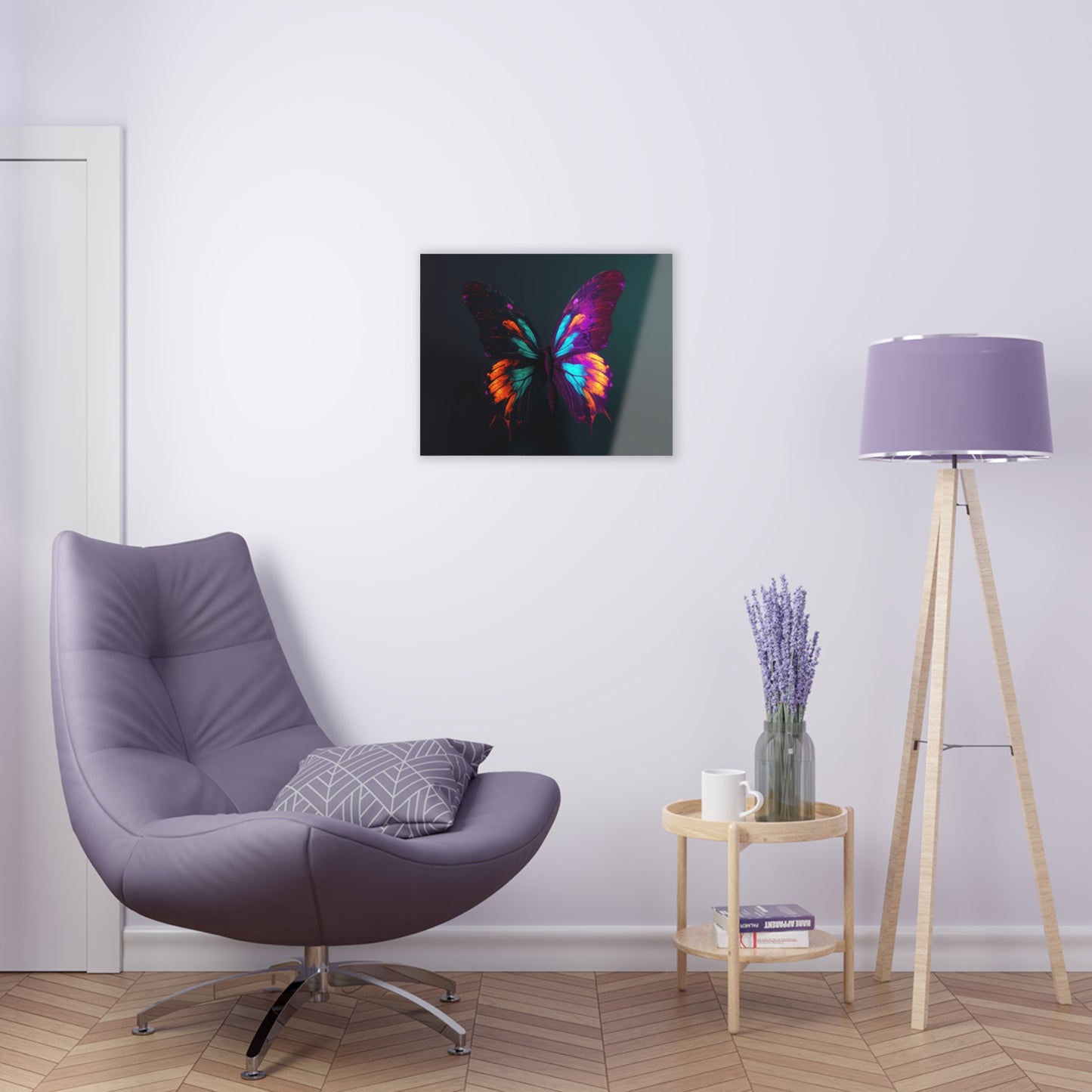 Acrylic Prints Hyper Colorful Butterfly Purple 2