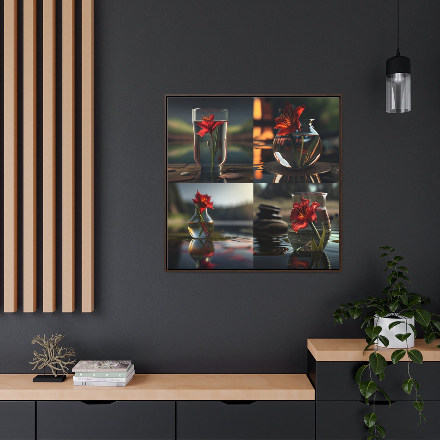 Gallery Canvas Wraps, Square Frame Red Lily in a Glass vase 5