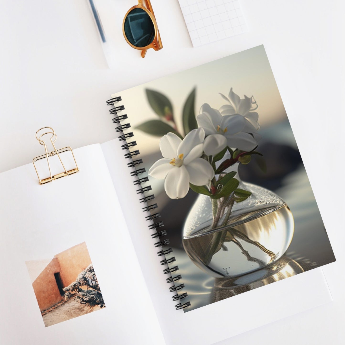 Spiral Notebook - Ruled Line Jasmine glass vase 1