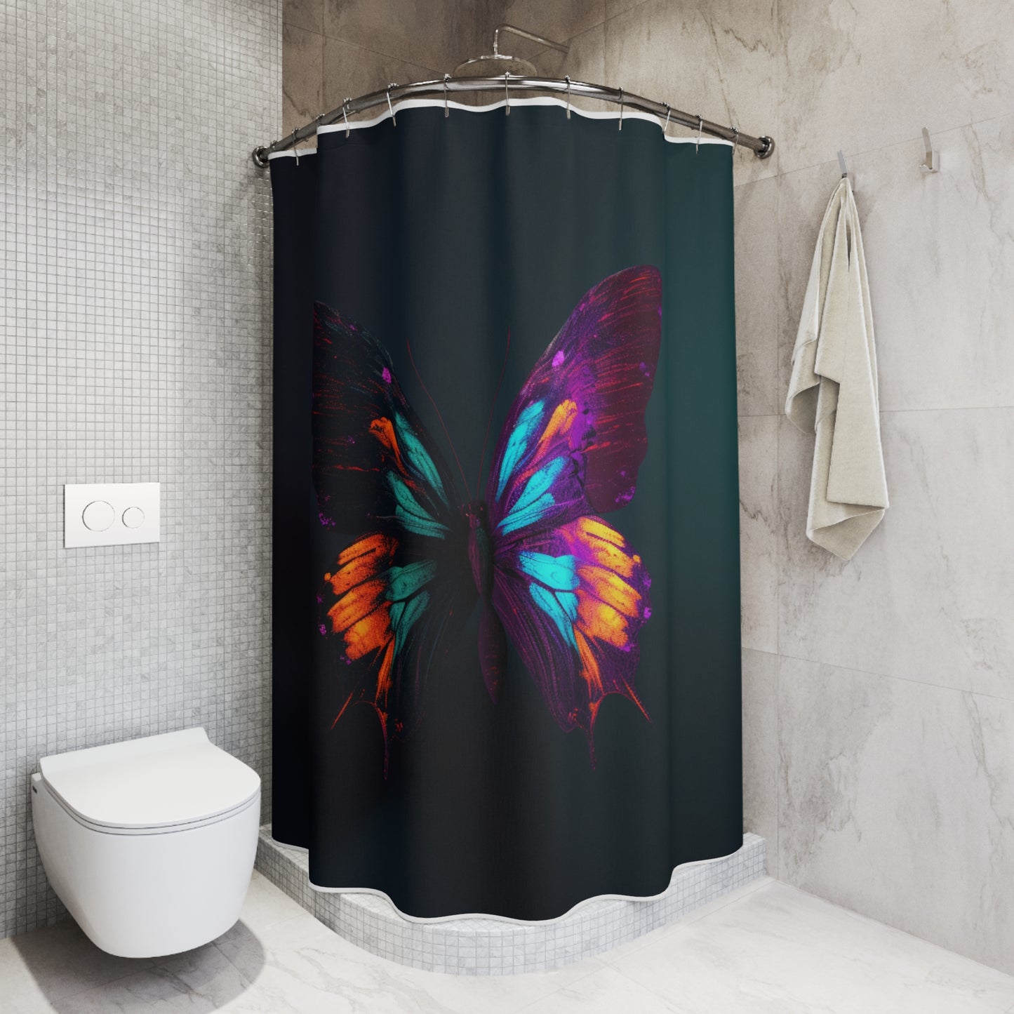 Polyester Shower Curtain Hyper Colorful Butterfly Purple 2