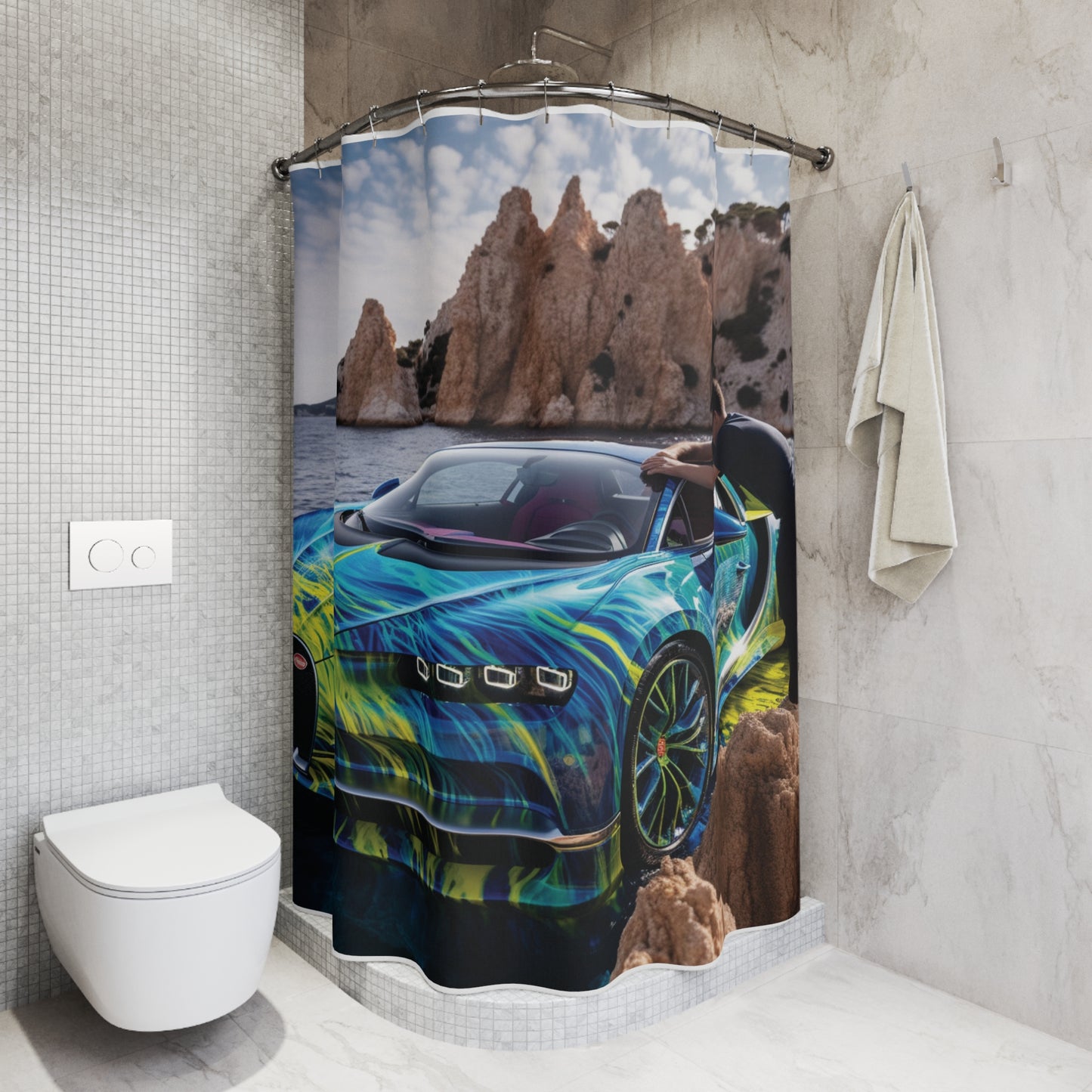 Polyester Shower Curtain Bugatti Water 1