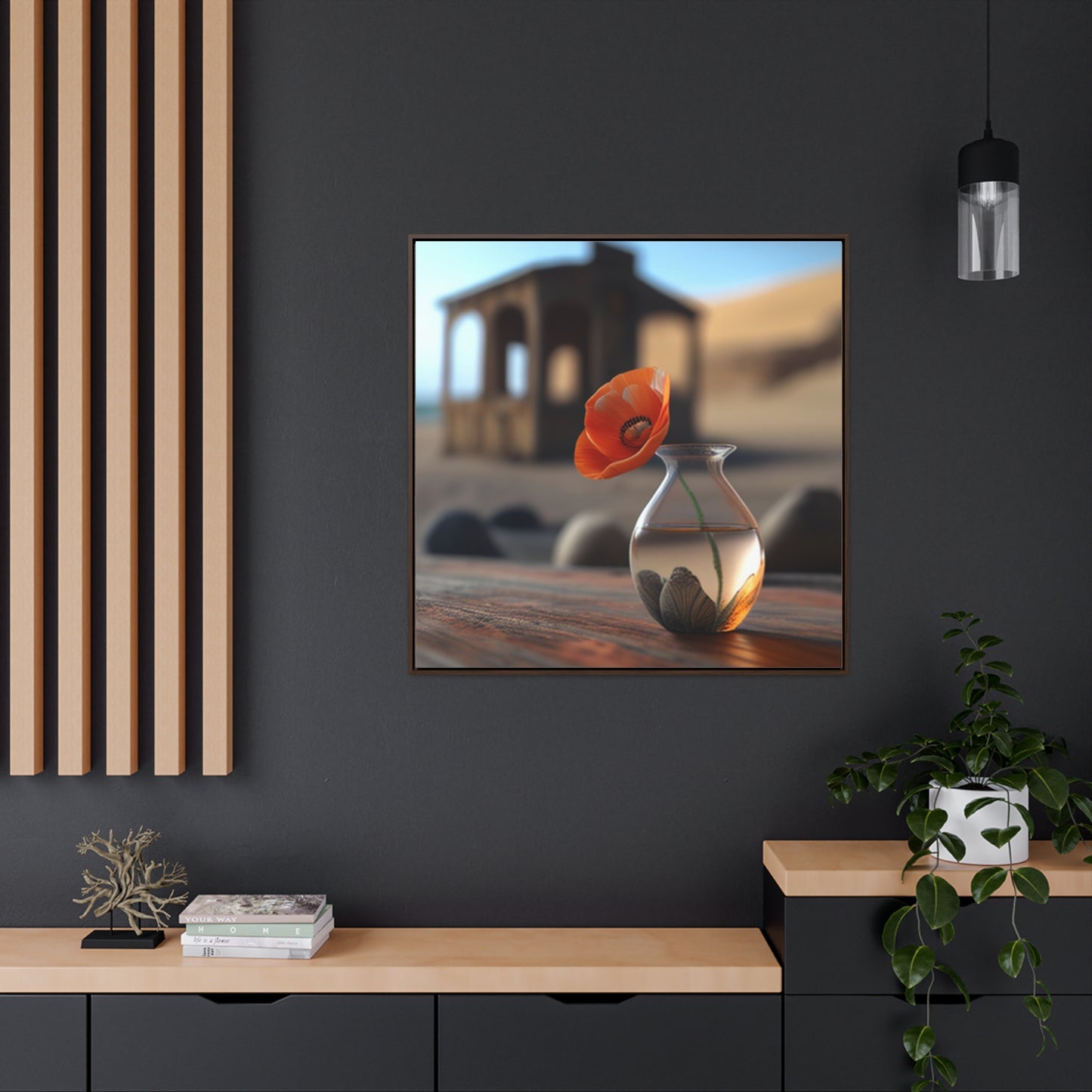 Gallery Canvas Wraps, Square Frame Poppy in a Glass Vase 1