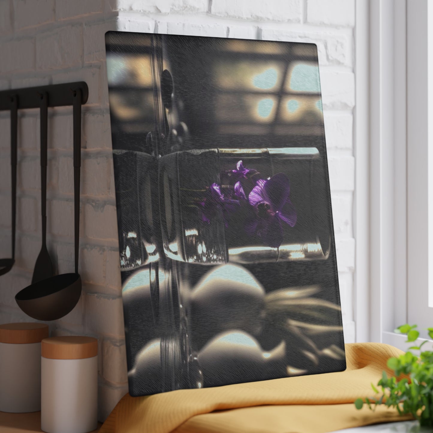 Glass Cutting Board Purple Orchid Glass vase 4