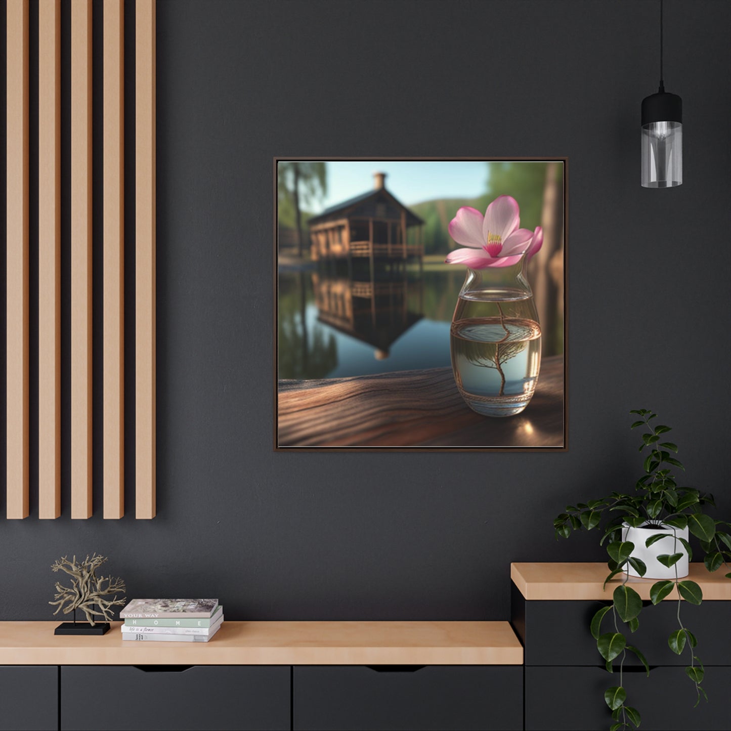 Gallery Canvas Wraps, Square Frame Magnolia in a Glass vase 1