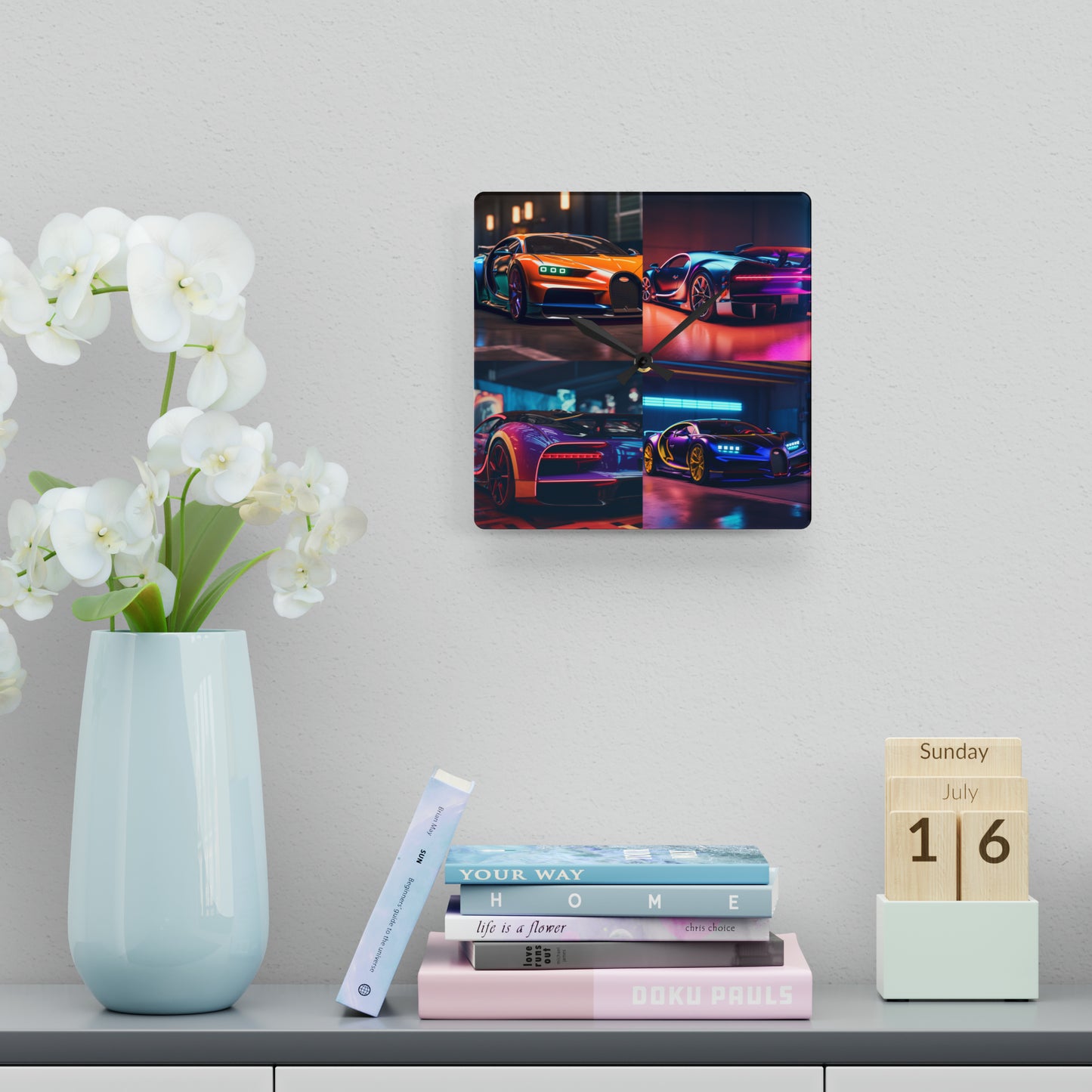 Acrylic Wall Clock Hyper Bugatti Neon Chiron 5