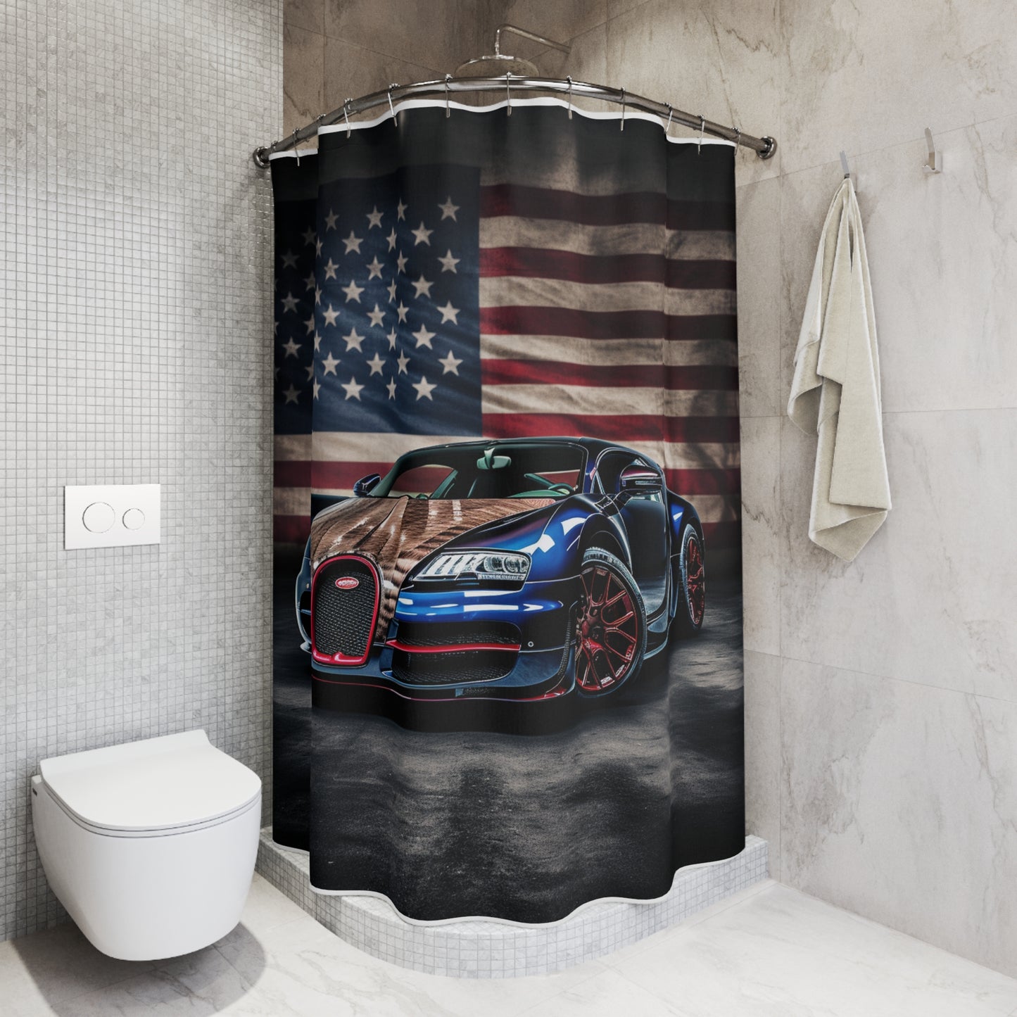 Polyester Shower Curtain Bugatti American Flag 4