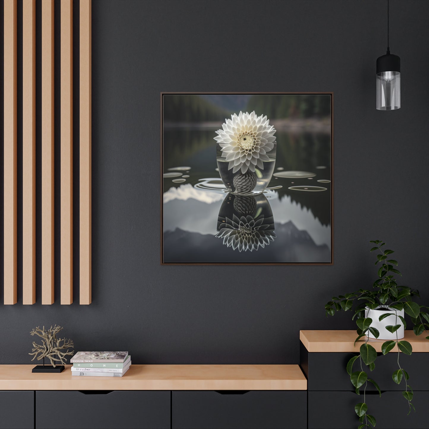 Gallery Canvas Wraps, Square Frame White Dahlia 3