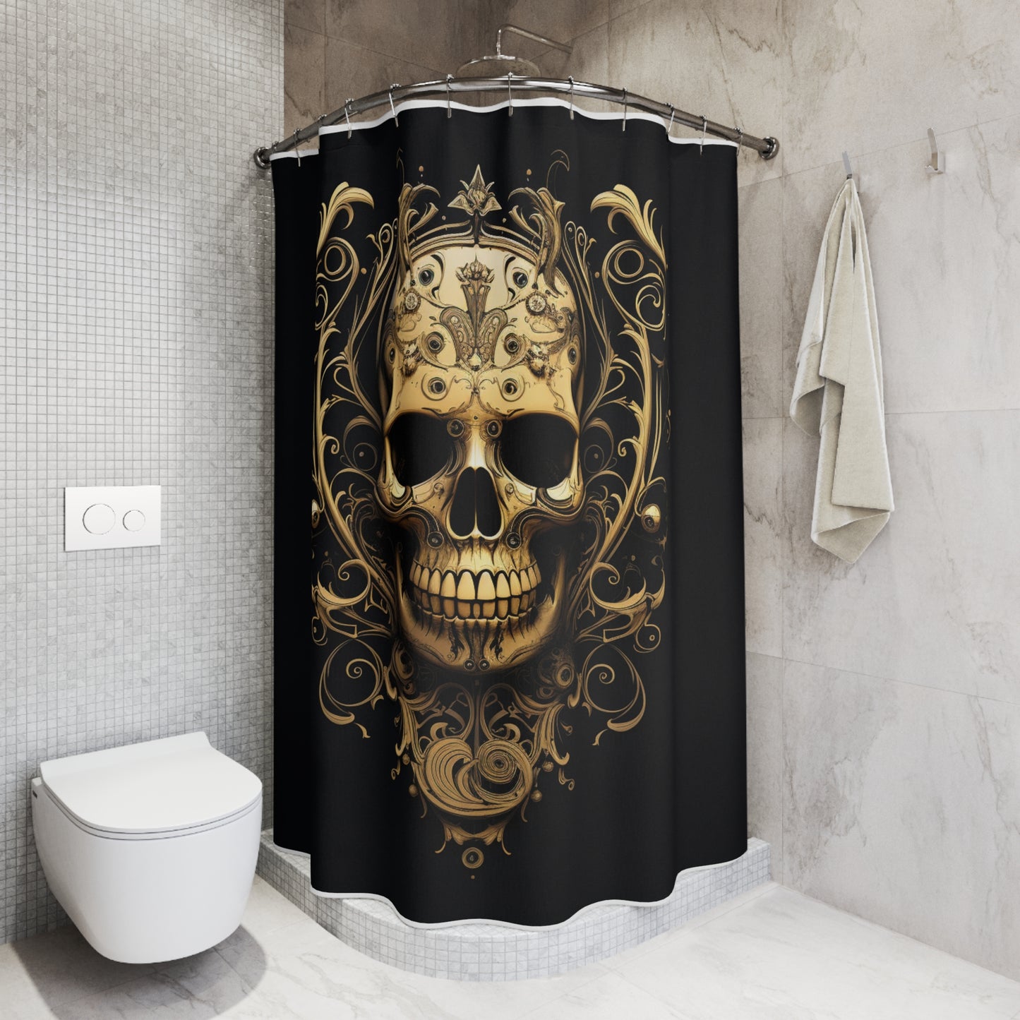 Polyester Shower Curtain Skull Treble Clef 3