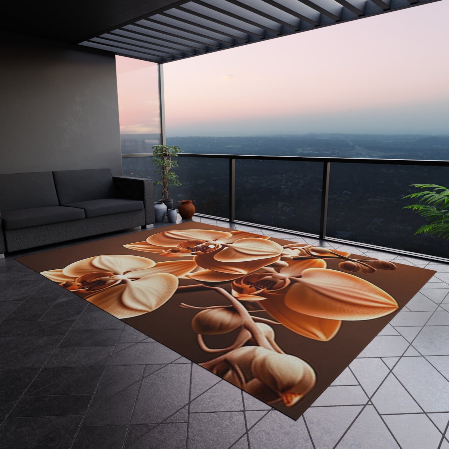 Outdoor Rug orchid pedals 3