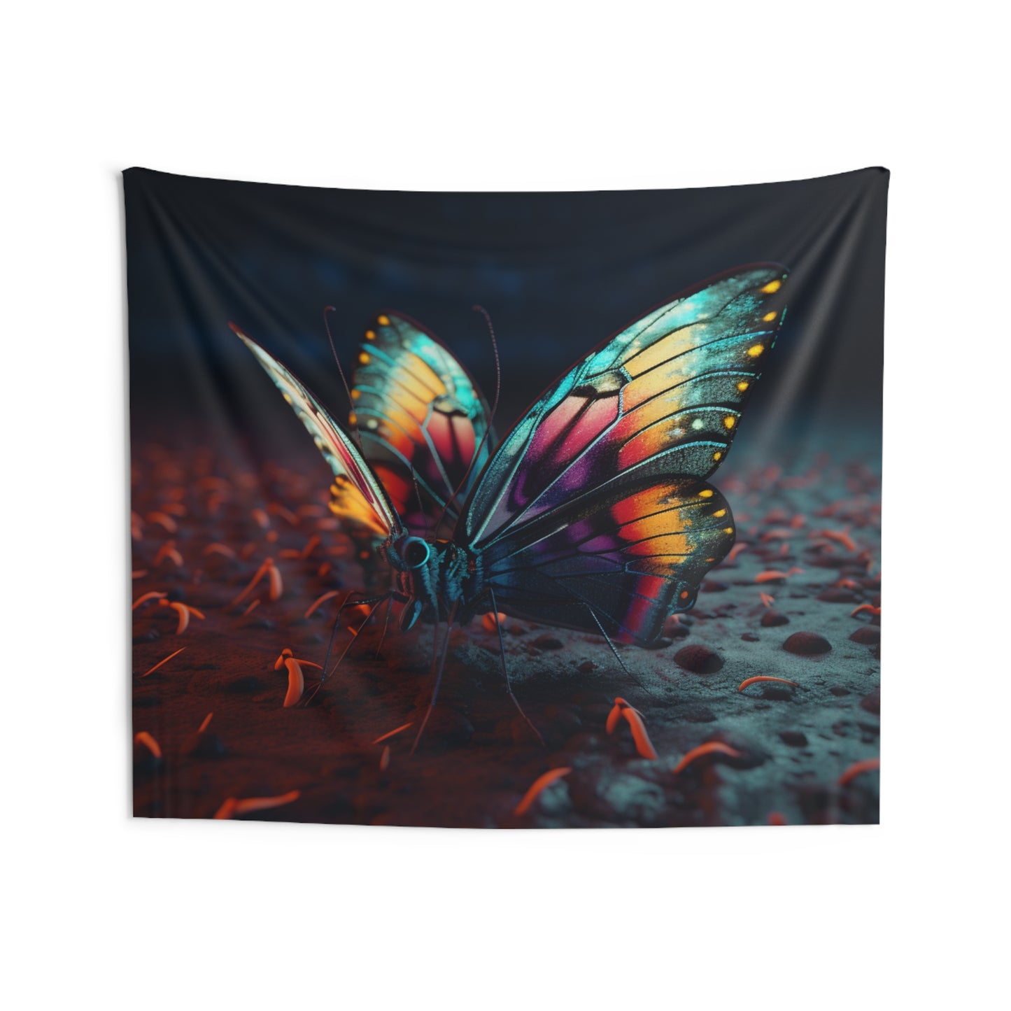 Indoor Wall Tapestries Hyper Colorful Butterfly Macro 1