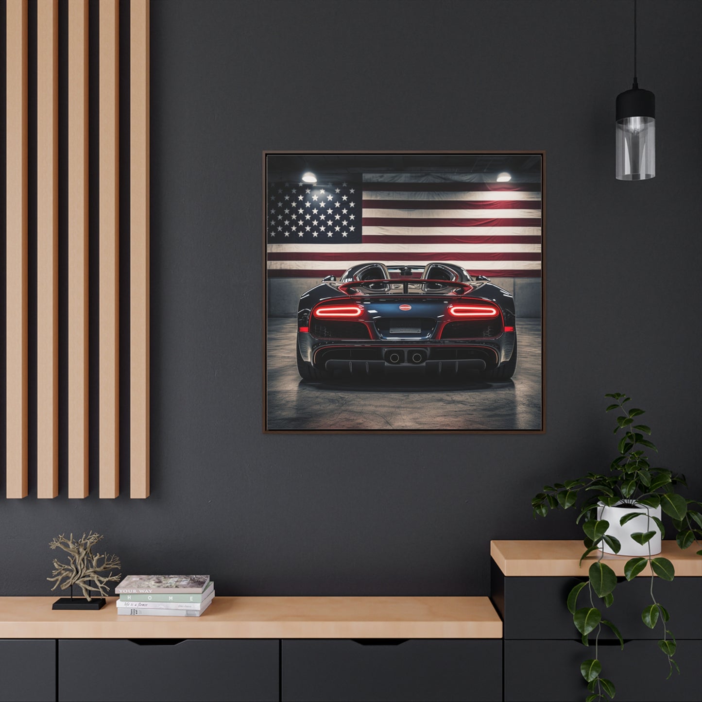 Gallery Canvas Wraps, Square Frame American Flag Background Bugatti 4