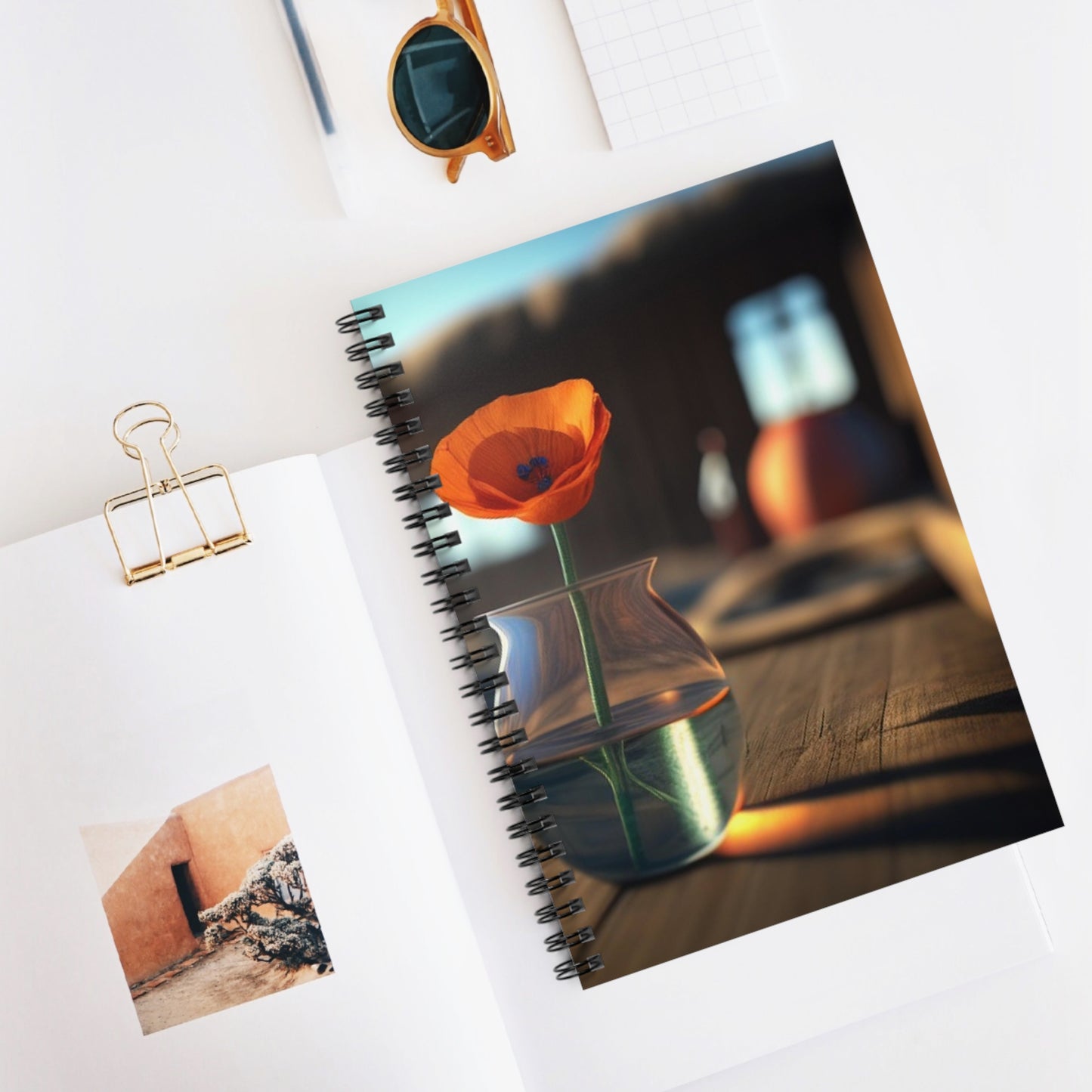 Spiral Notebook - Ruled Line Poppy in a Glass Vase 2