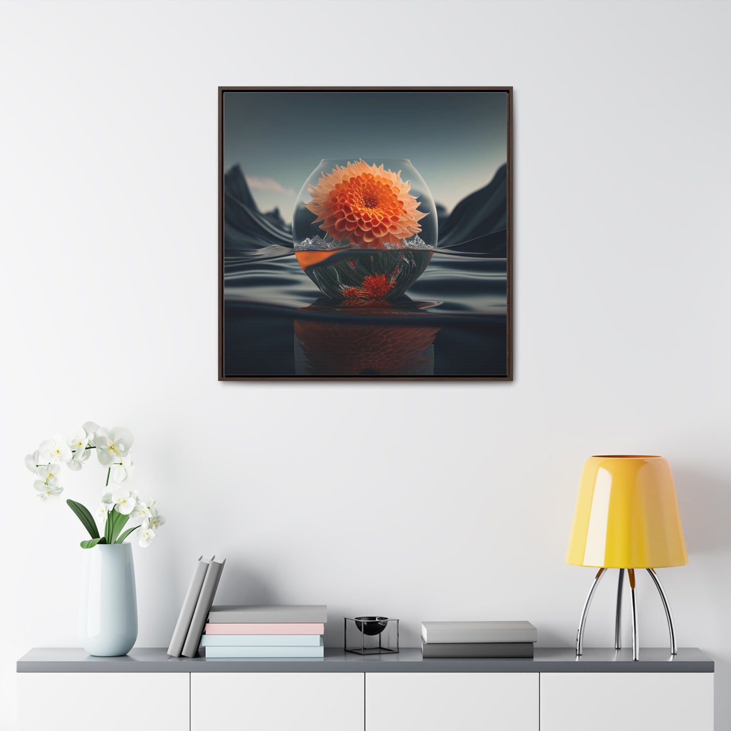 Gallery Canvas Wraps, Square Frame Dahlia Orange 3