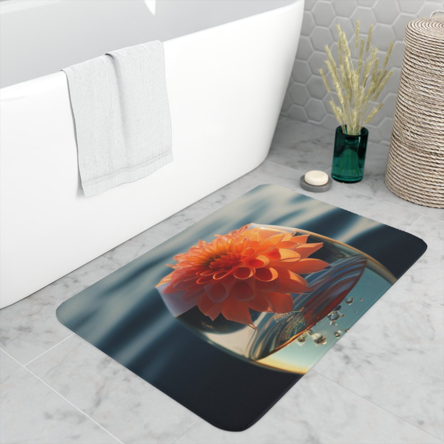 Memory Foam Bath Mat Dahlia Orange 2