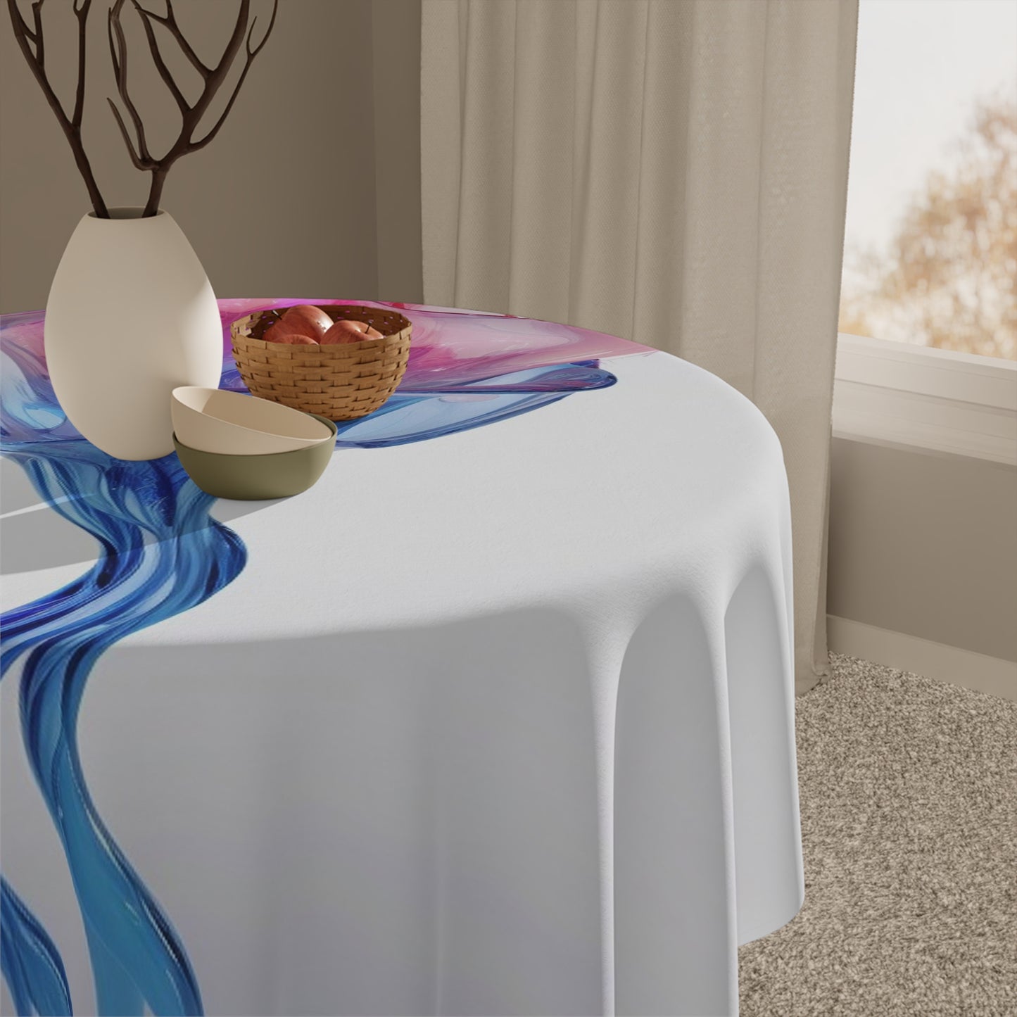 Tablecloth Pink & Blue Tulip Rose 4