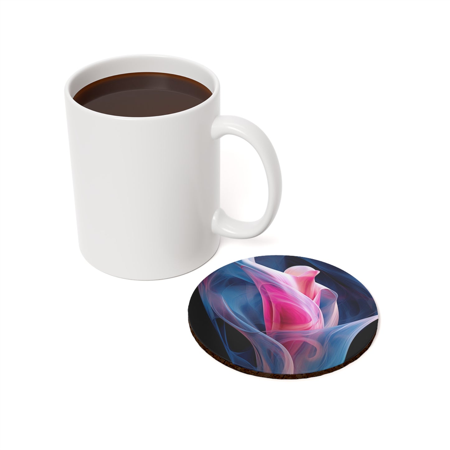 Cork Back Coaster Pink & Blue Tulip Rose 3