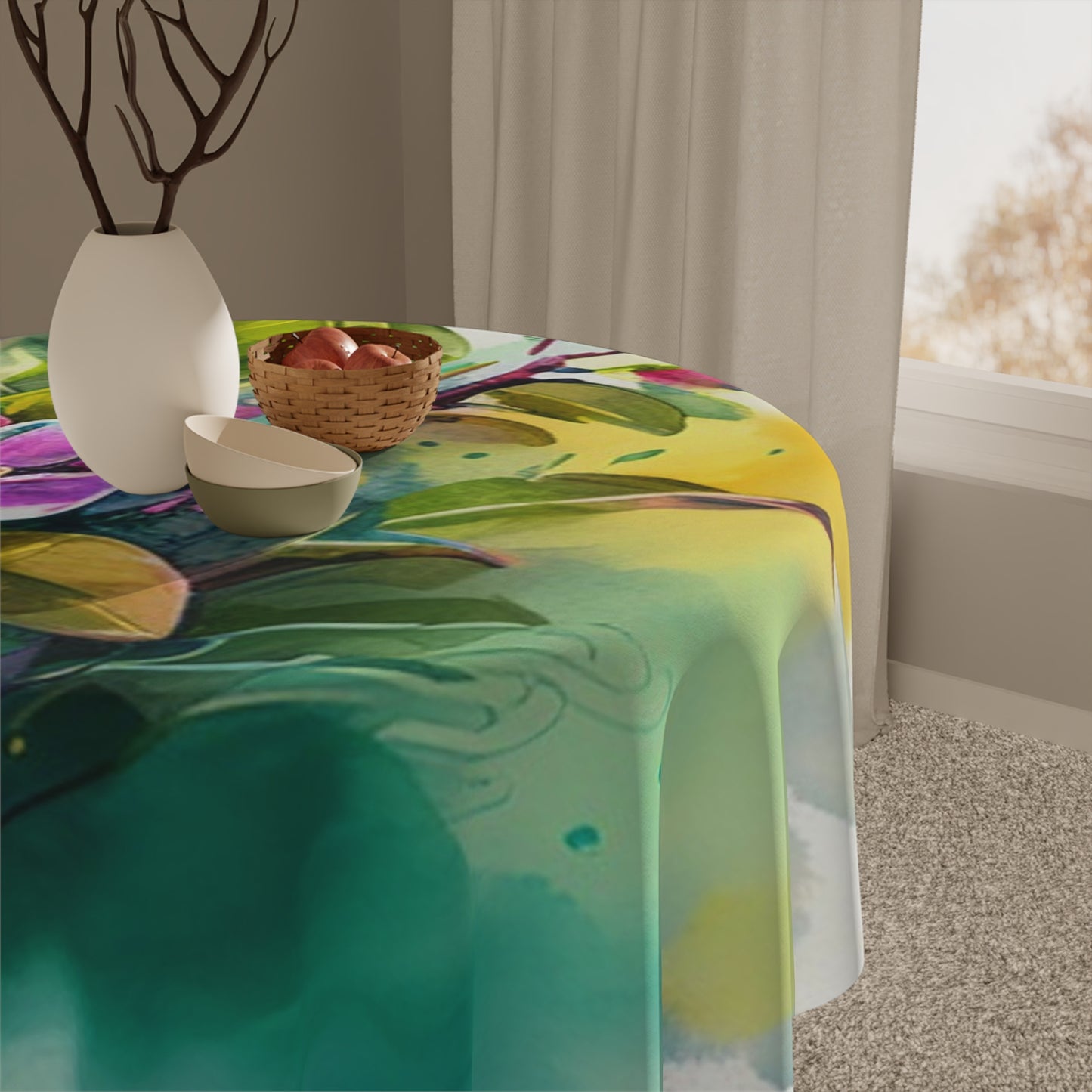 Tablecloth Mother Nature Bright Spring Colors Realistic Watercolor 1