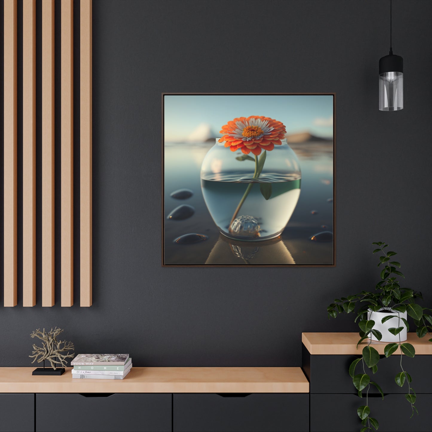 Gallery Canvas Wraps, Square Frame Orange Zinnia 3