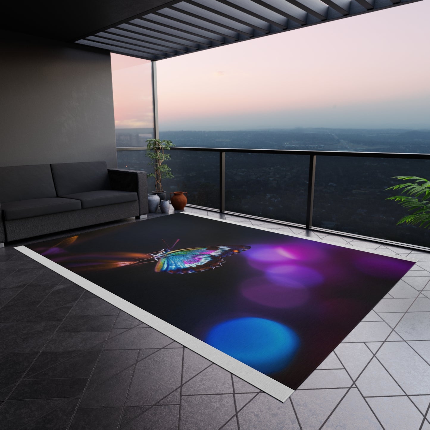Outdoor Rug Photo Realistic Butterfly 1