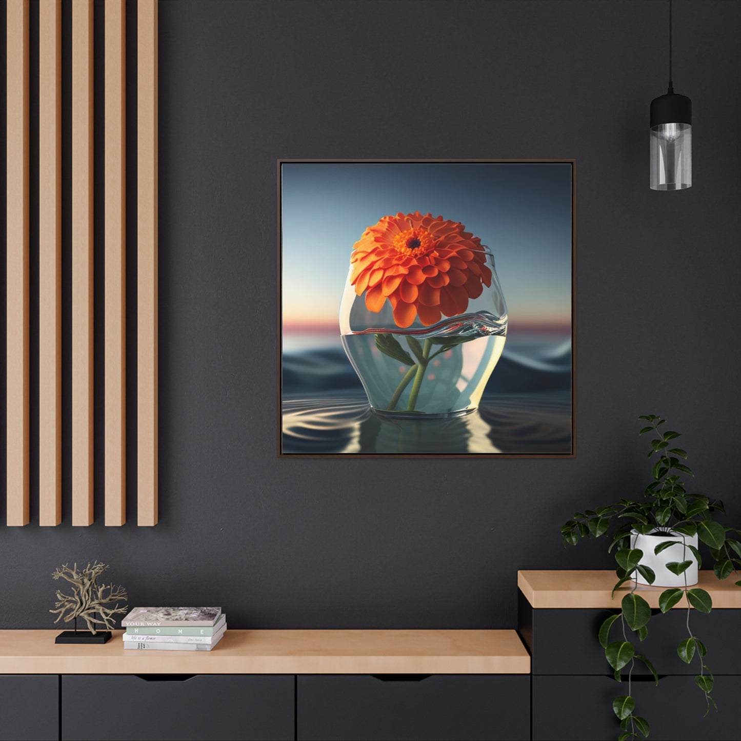 Gallery Canvas Wraps, Square Frame Orange Zinnia 4