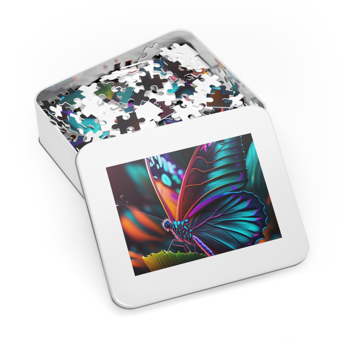 Jigsaw Puzzle (30, 110, 252, 500,1000-Piece) Neon Butterfly Macro 1