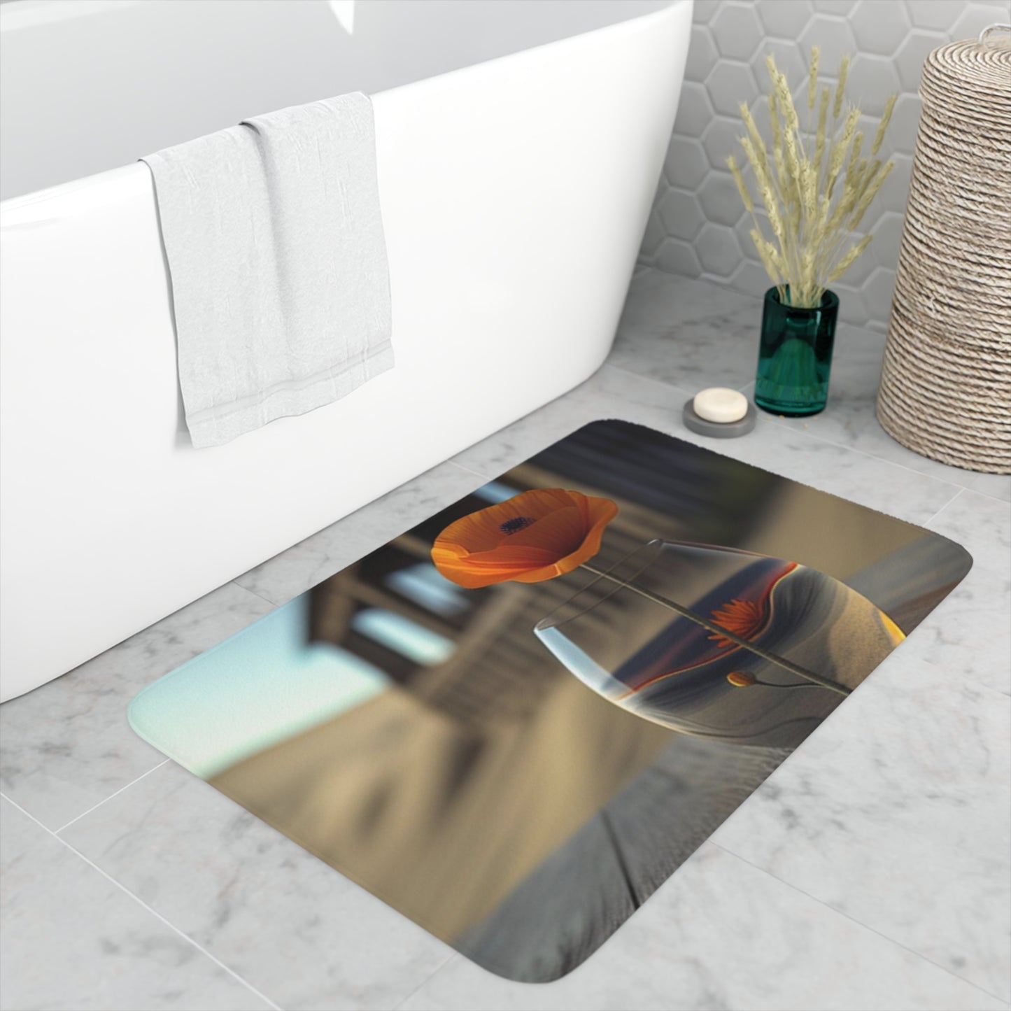 Memory Foam Bath Mat Poppy in a Glass Vase 4