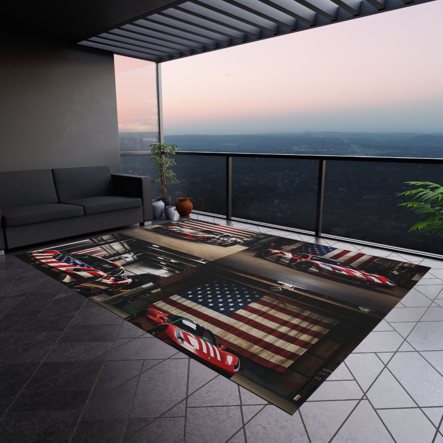 Outdoor Rug American Flag Farrari 5