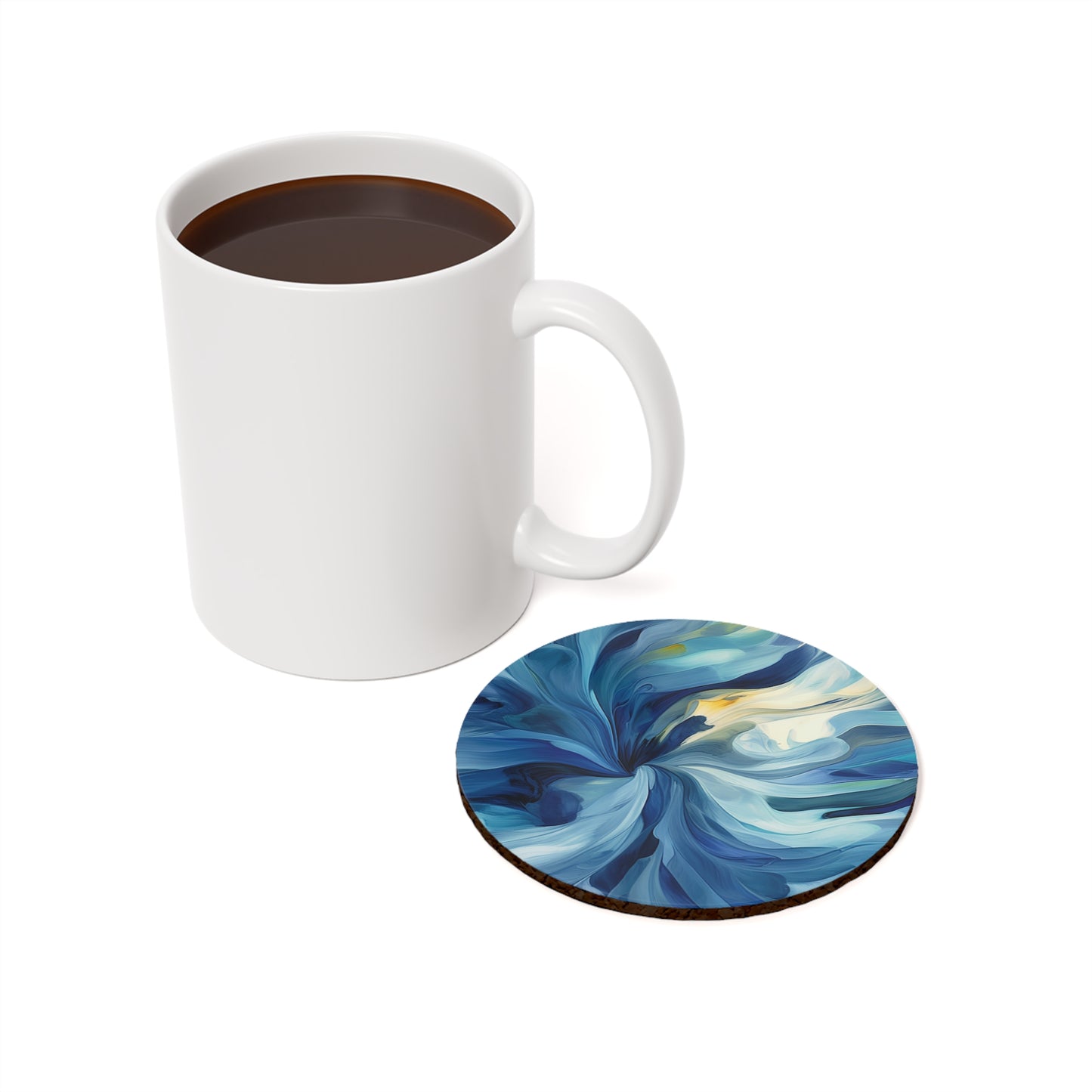 Cork Back Coaster Blue Tluip Abstract 4