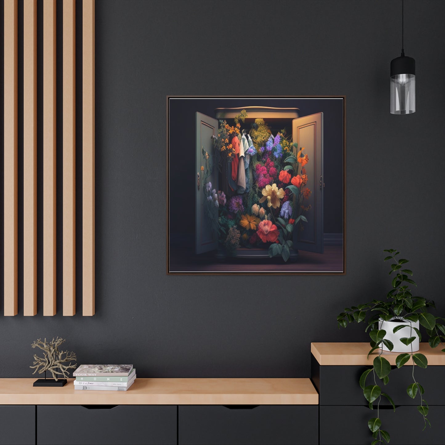 Gallery Canvas Wraps, Square Frame A Wardrobe Surrounded by Flowers 4