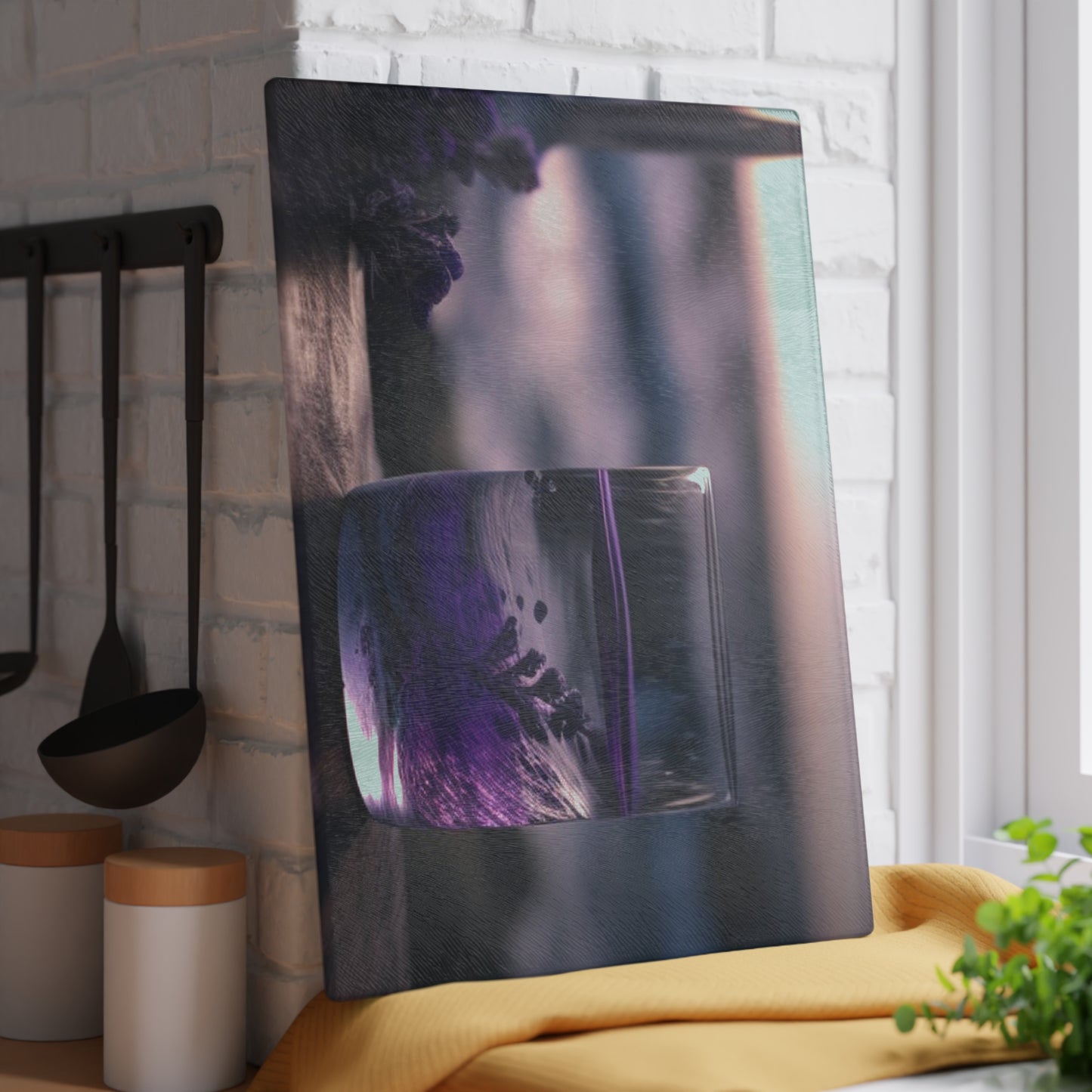 Glass Cutting Board Lavender in a vase 4