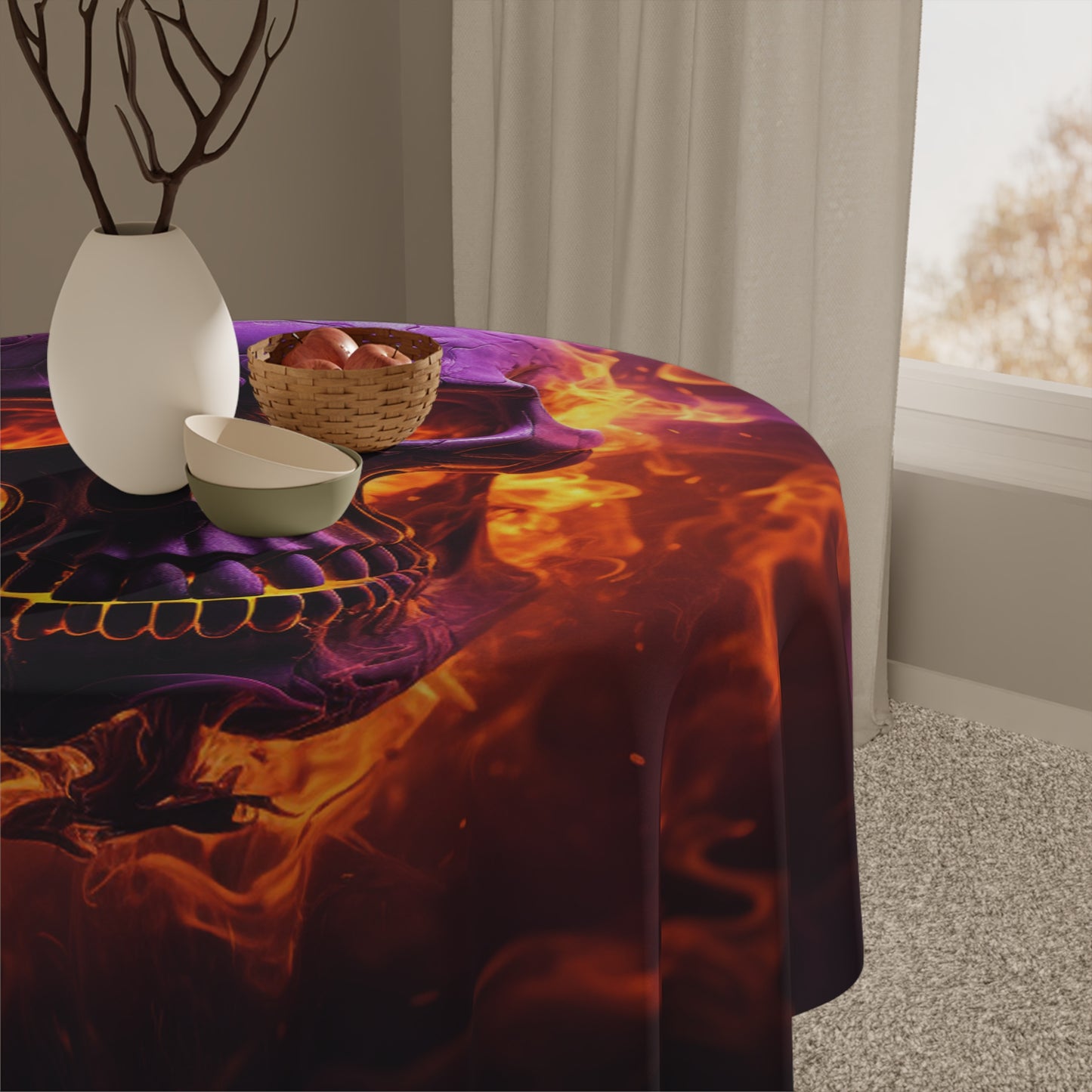 Tablecloth Skull Flames 3