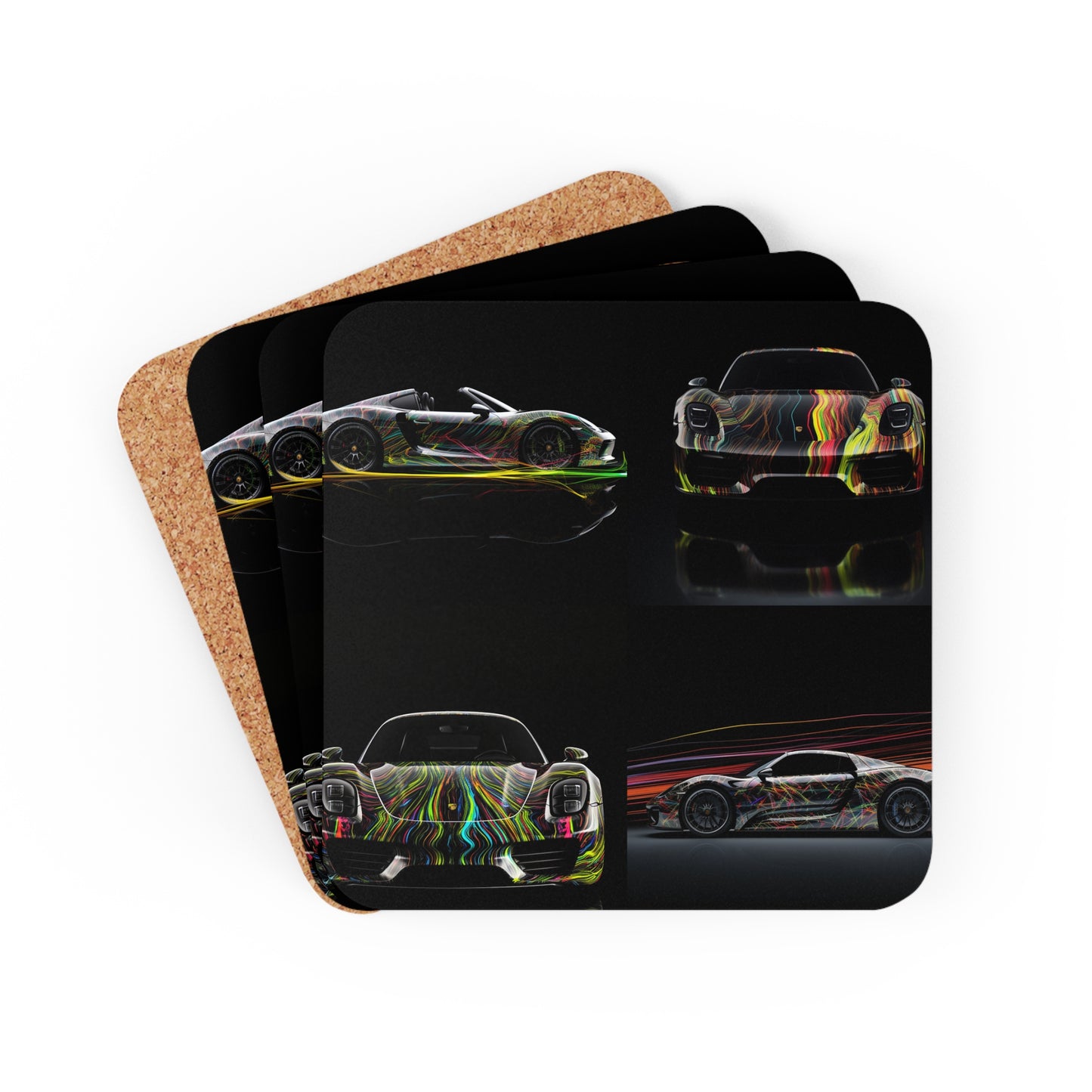 Corkwood Coaster Set Porsche Line 5