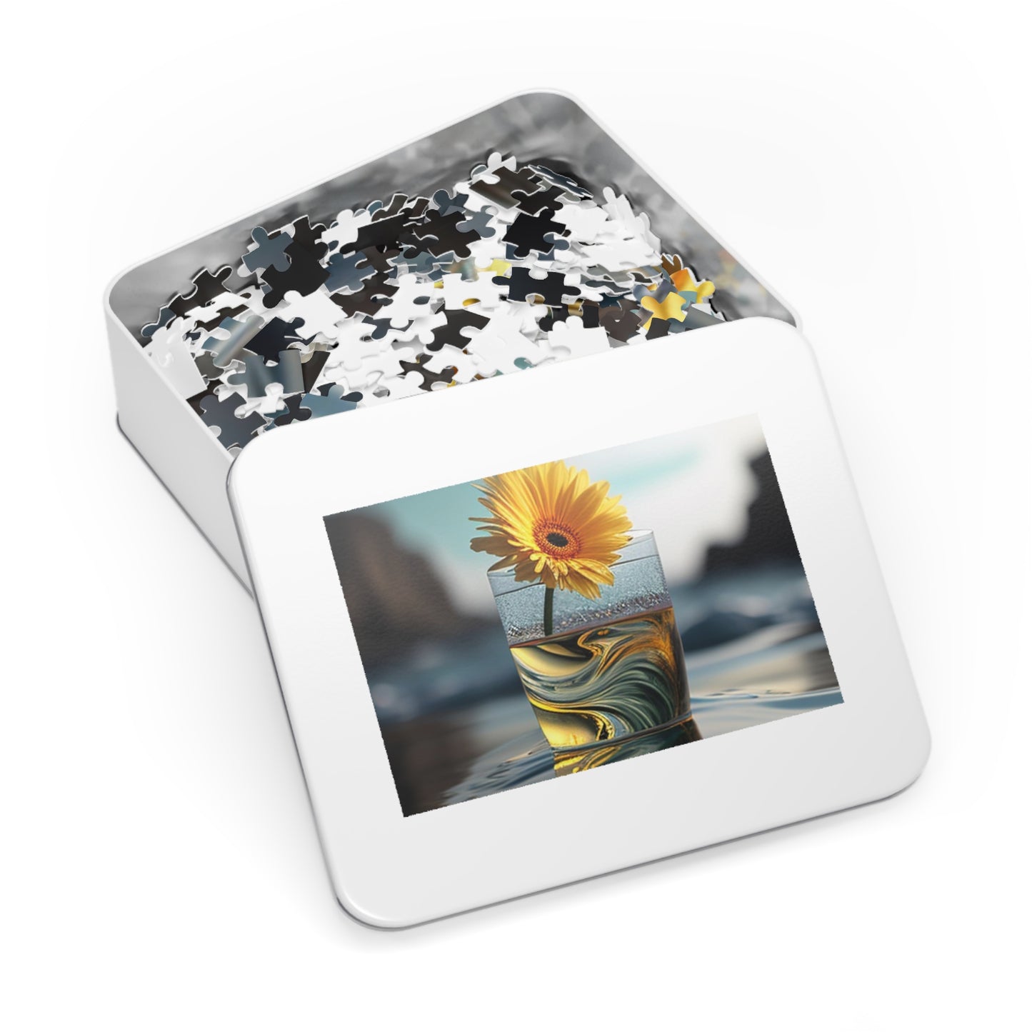 Jigsaw Puzzle (30, 110, 252, 500,1000-Piece) yello Gerbera glass 2