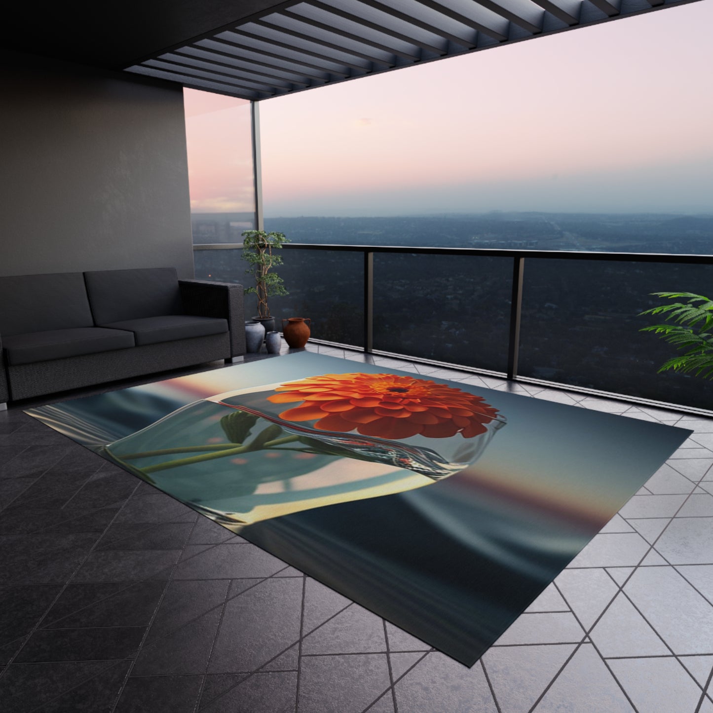 Outdoor Rug Orange Zinnia 4